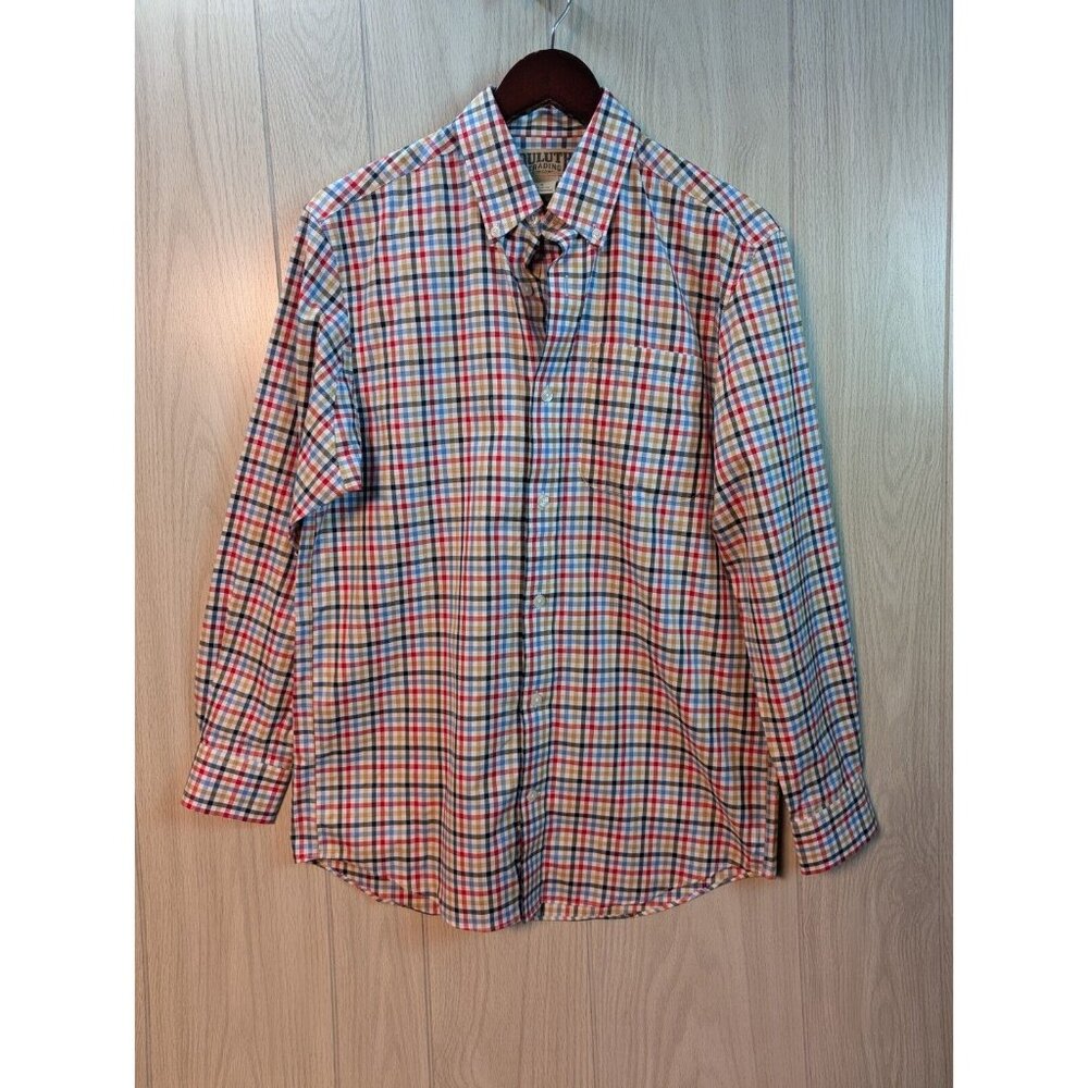 Duluth Trading Shirt Mens Small Red Plaid Long Sleeve Button Down Cotton
